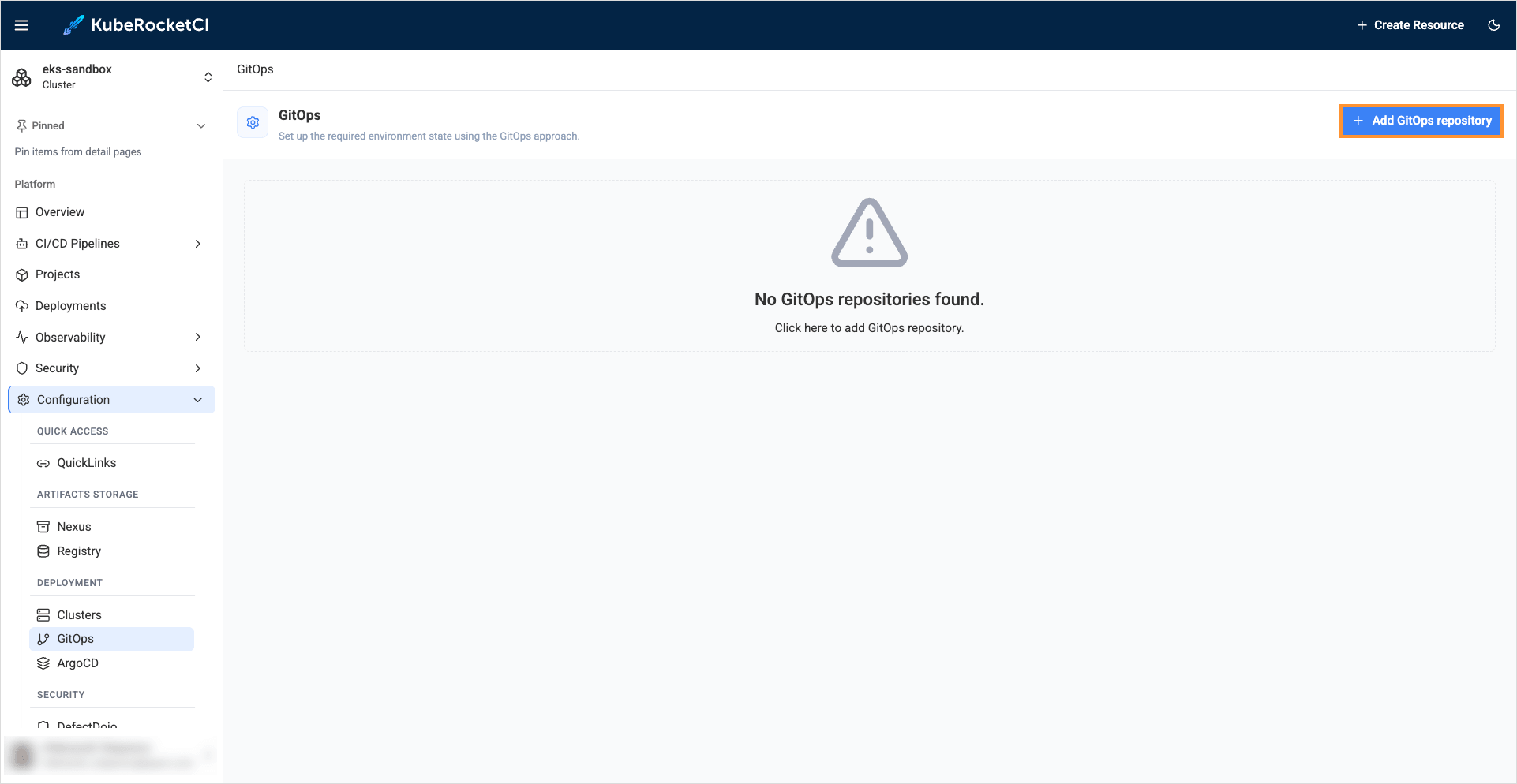 Onboard gitops repository
