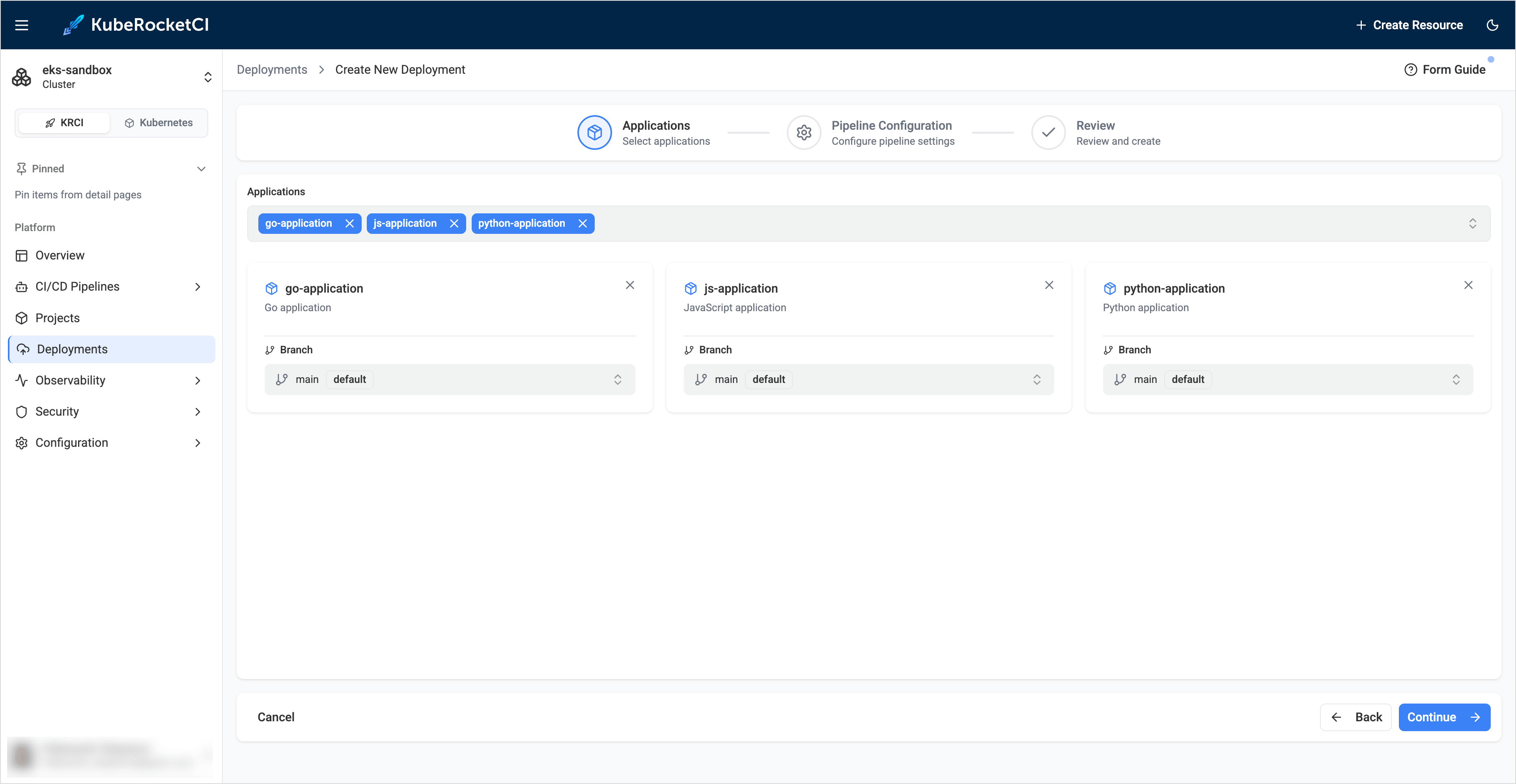 Pipeline tab Pipeline tab