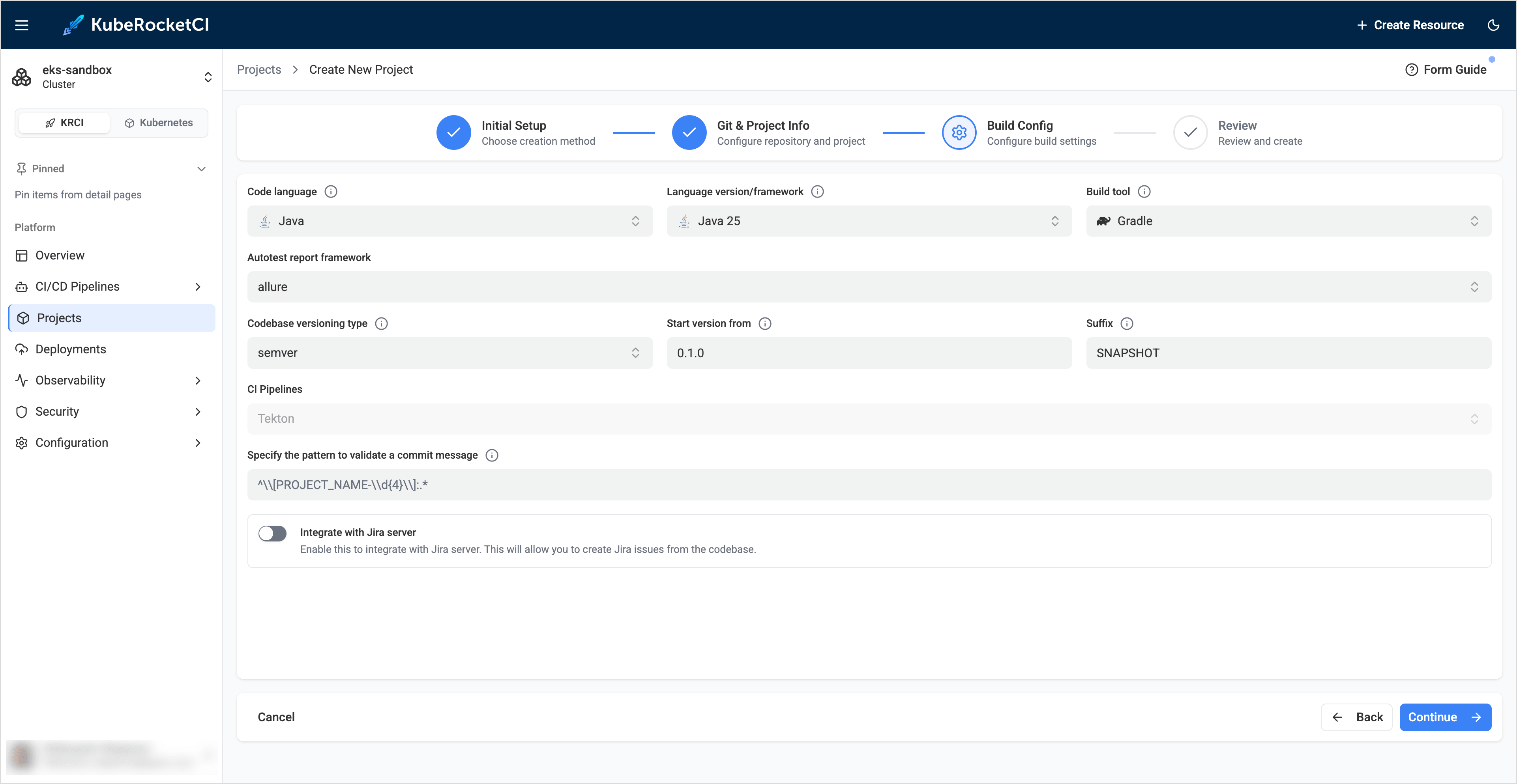 Build config tab Build config tab