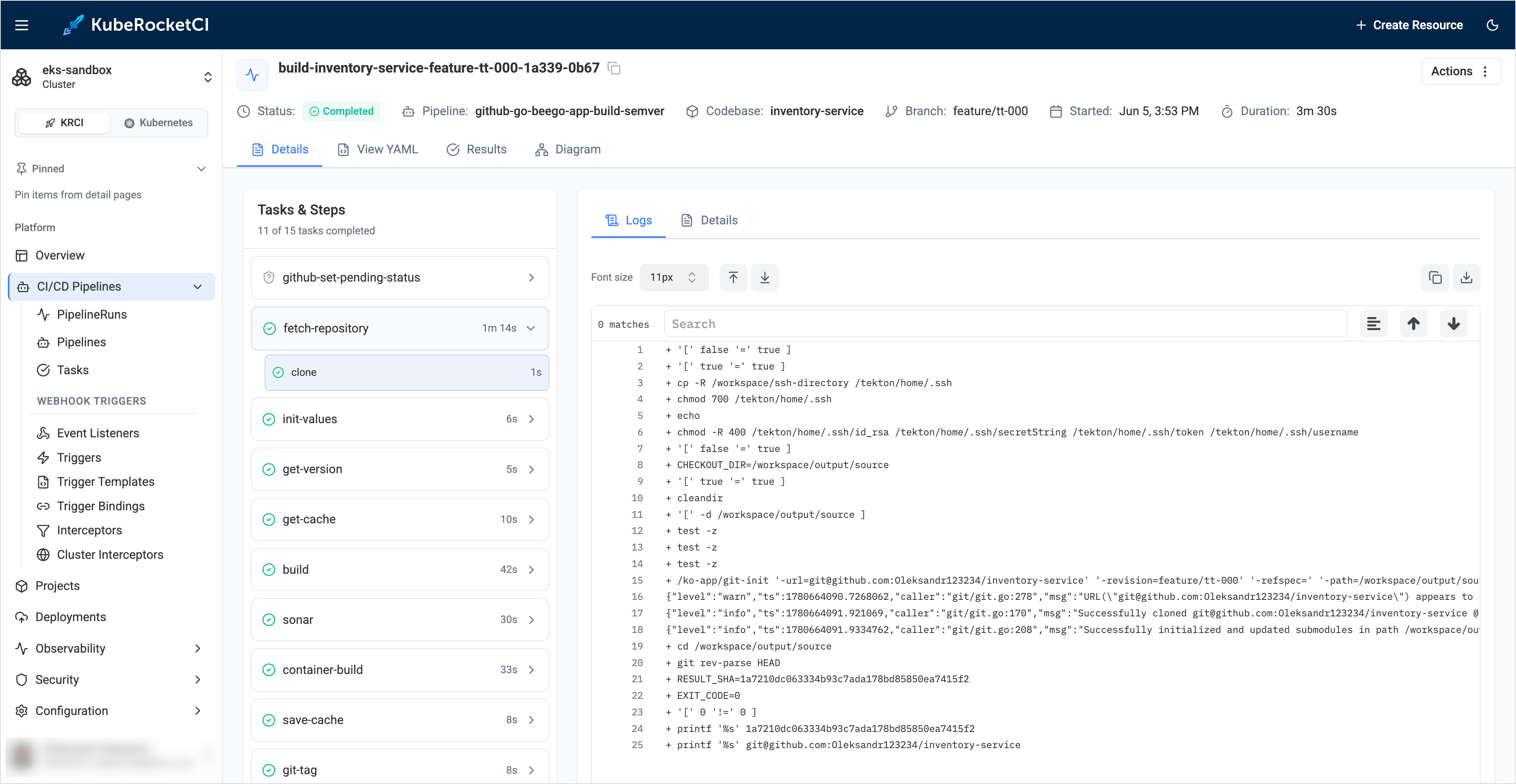 Build pipeline details