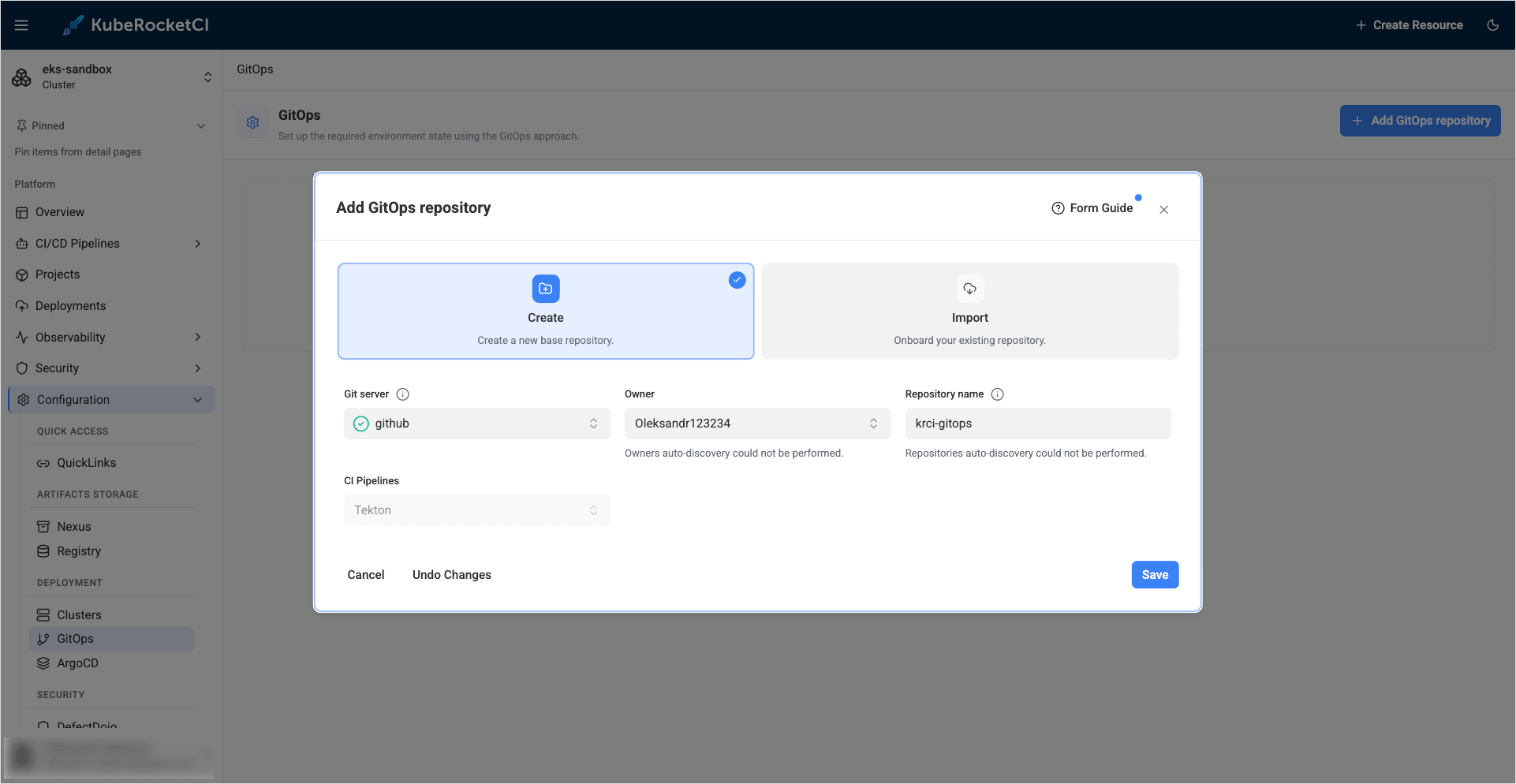 Configure gitops repository