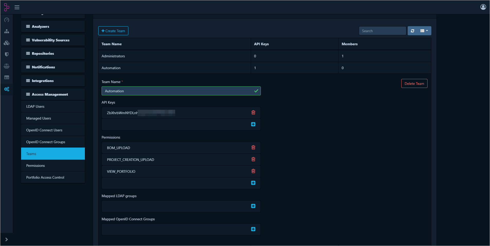 Dependency-Track settings