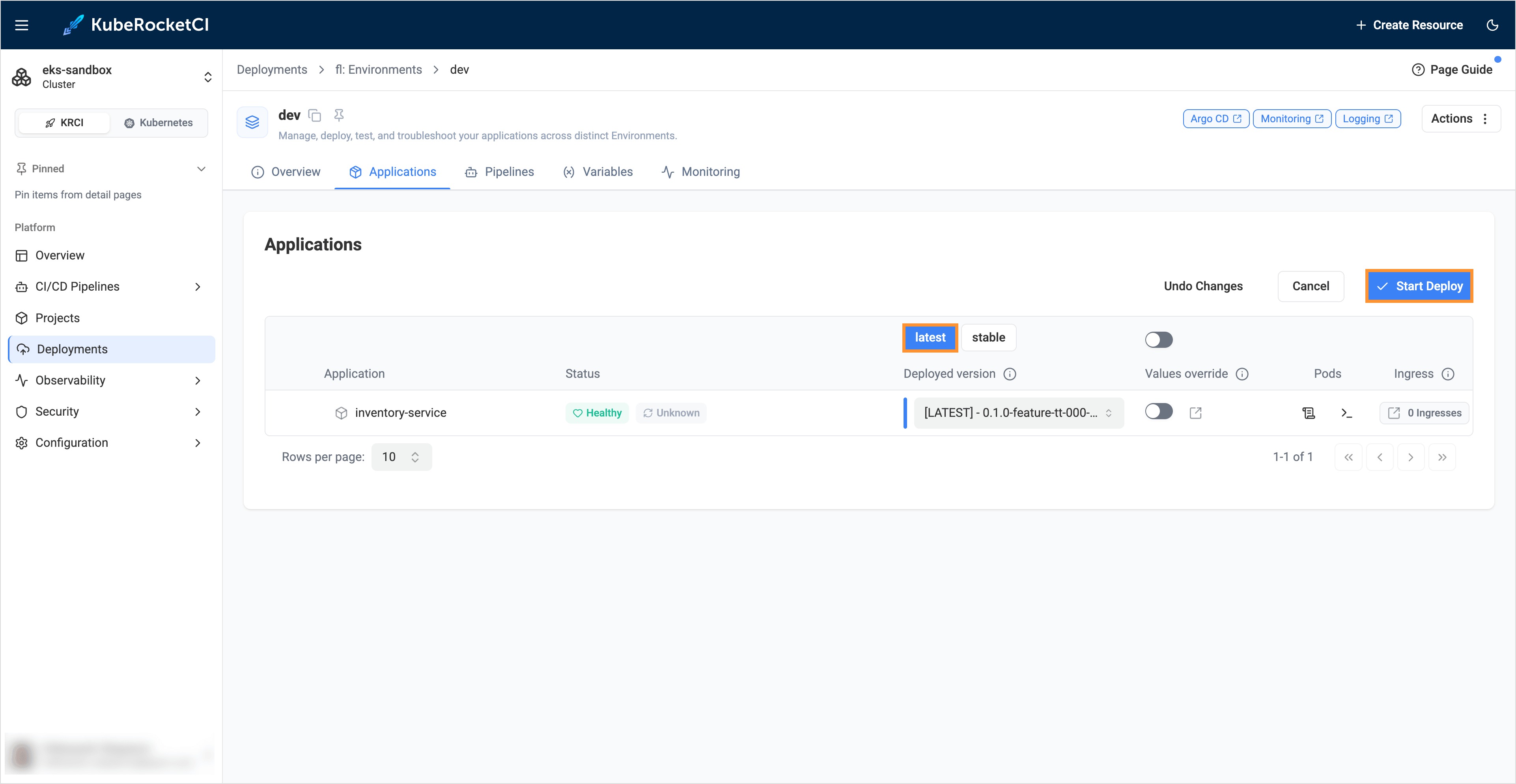Application deployment