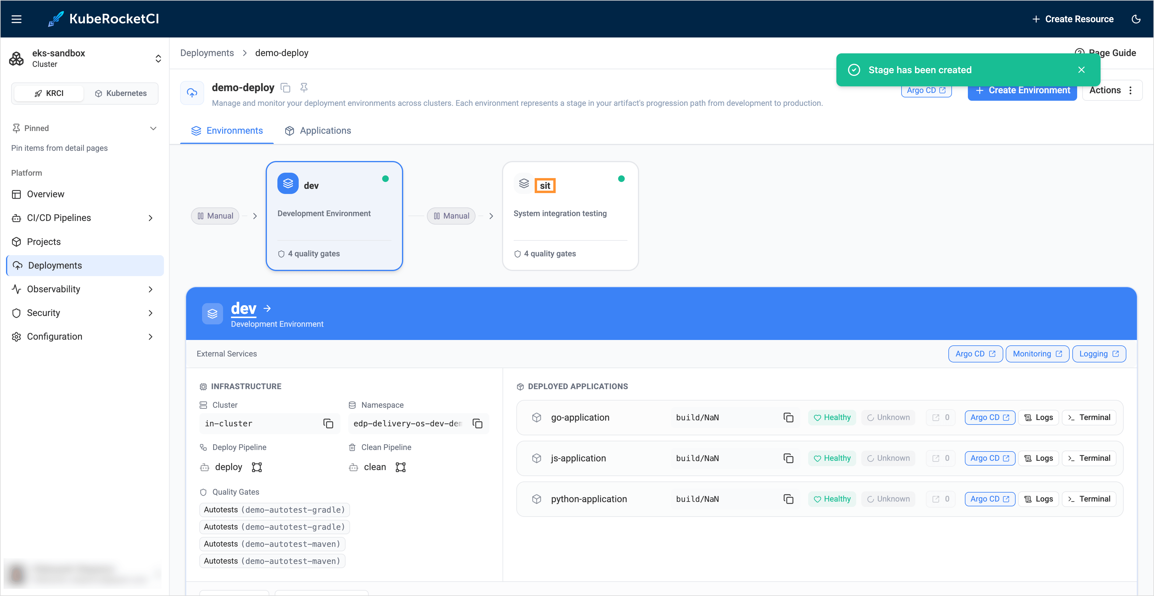 Deploy applications Deploy applications