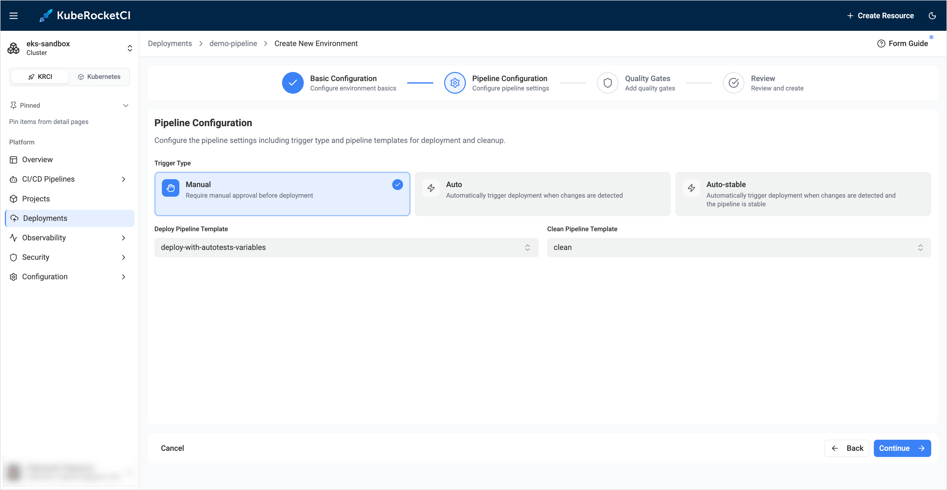Pipeline configuration Pipeline configuration