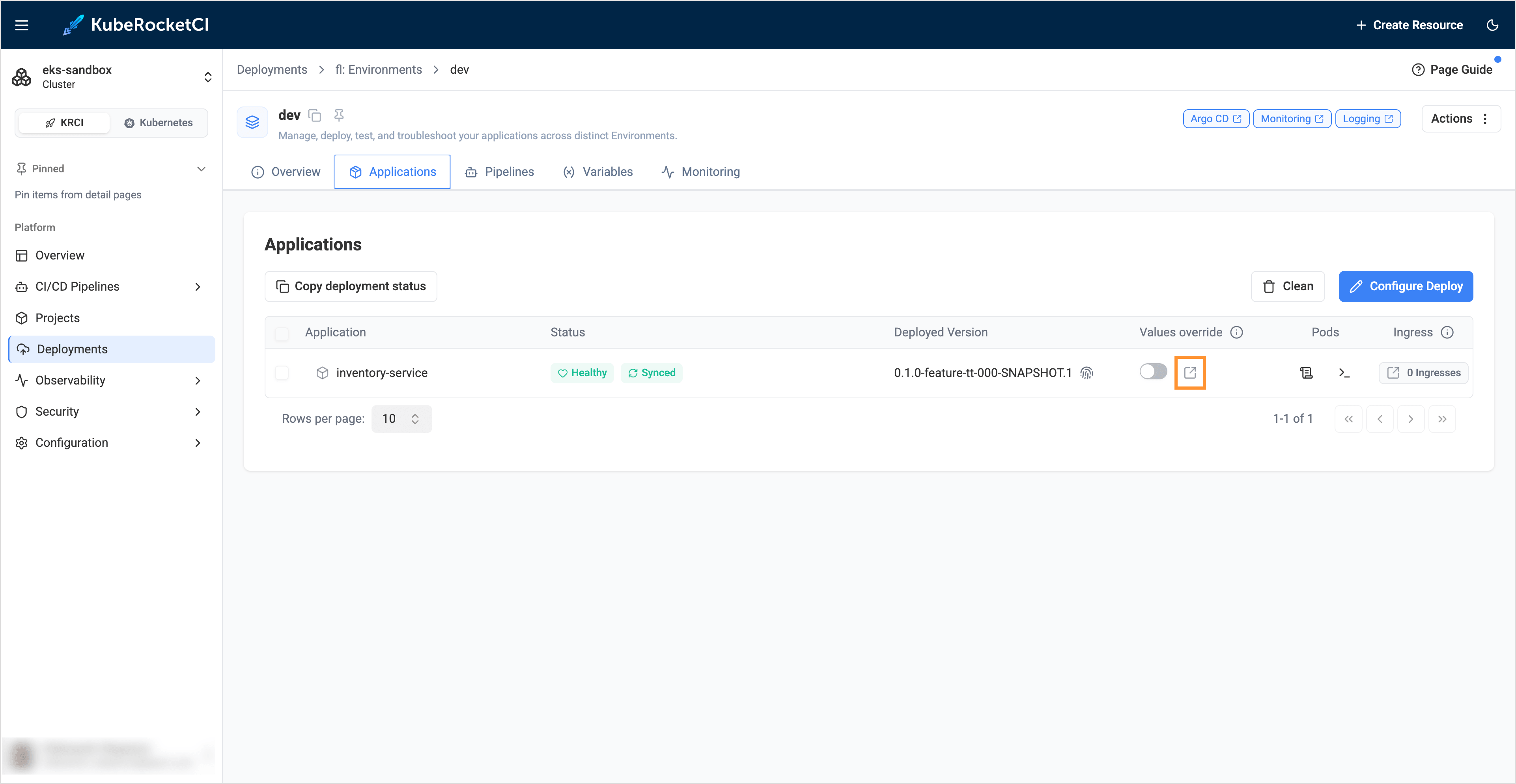 Go to the source code button