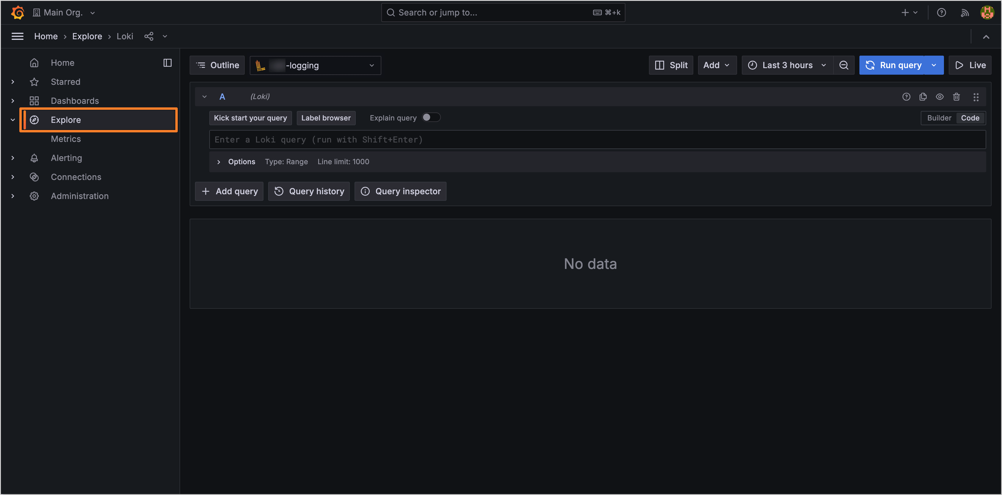 Grafana explore