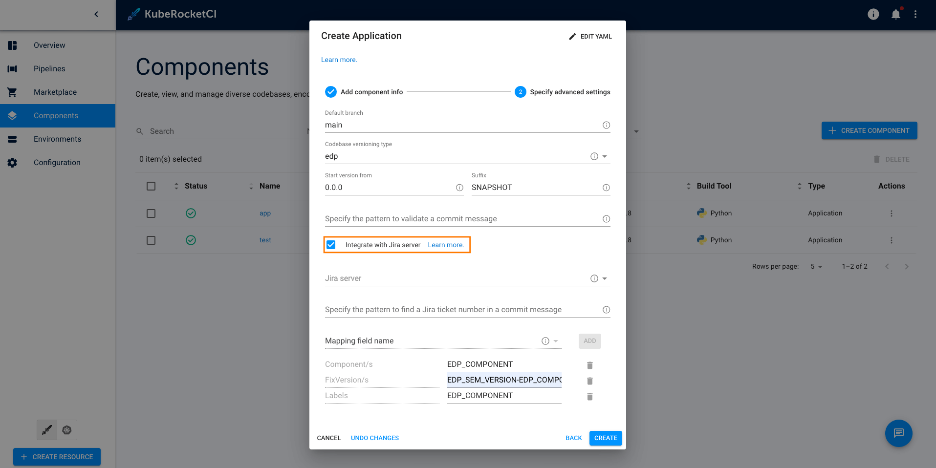 Advanced settings Advanced settings