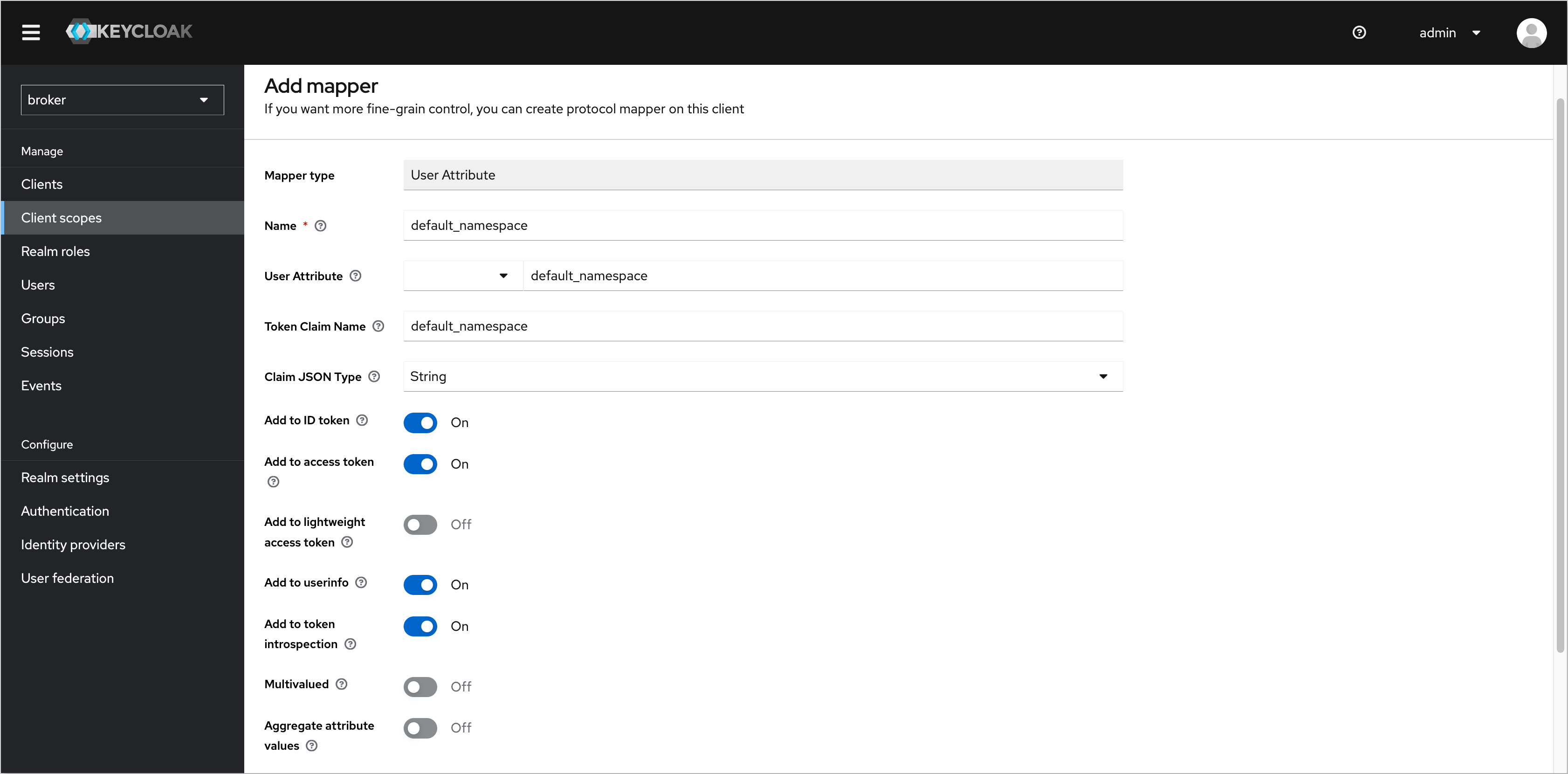 Keycloak user attribute configuration Keycloak user attribute configuration
