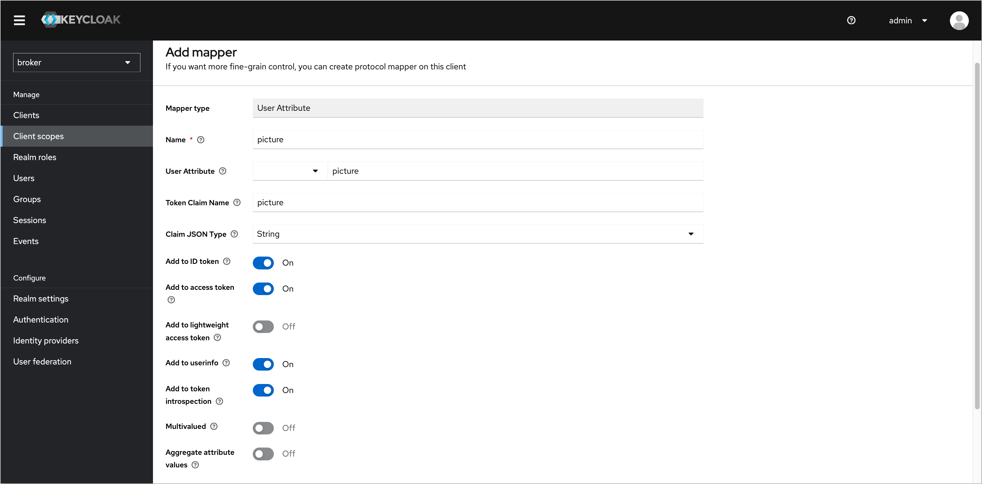 Keycloak user attribute configuration Keycloak user attribute configuration
