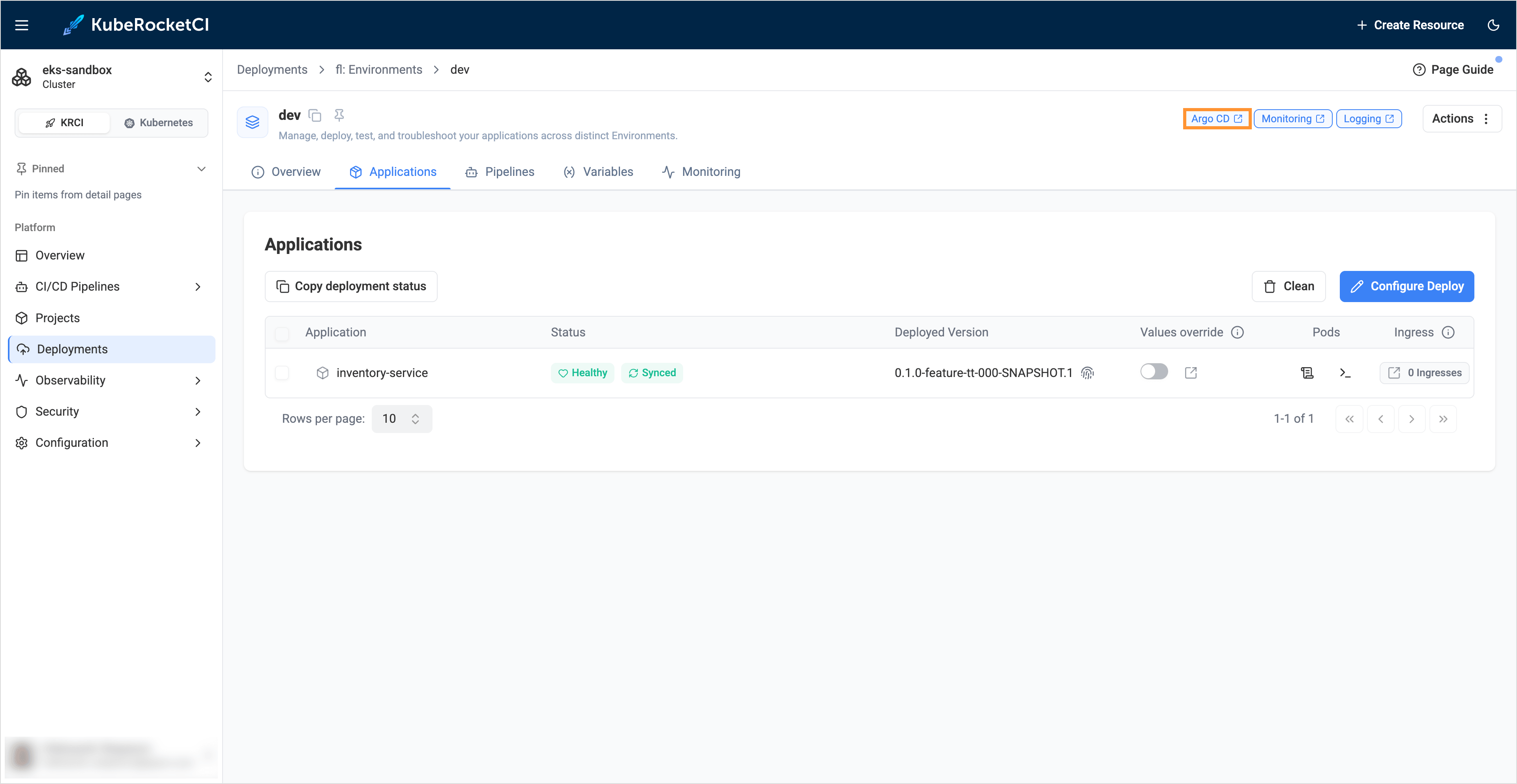 Check deploy pipeline run