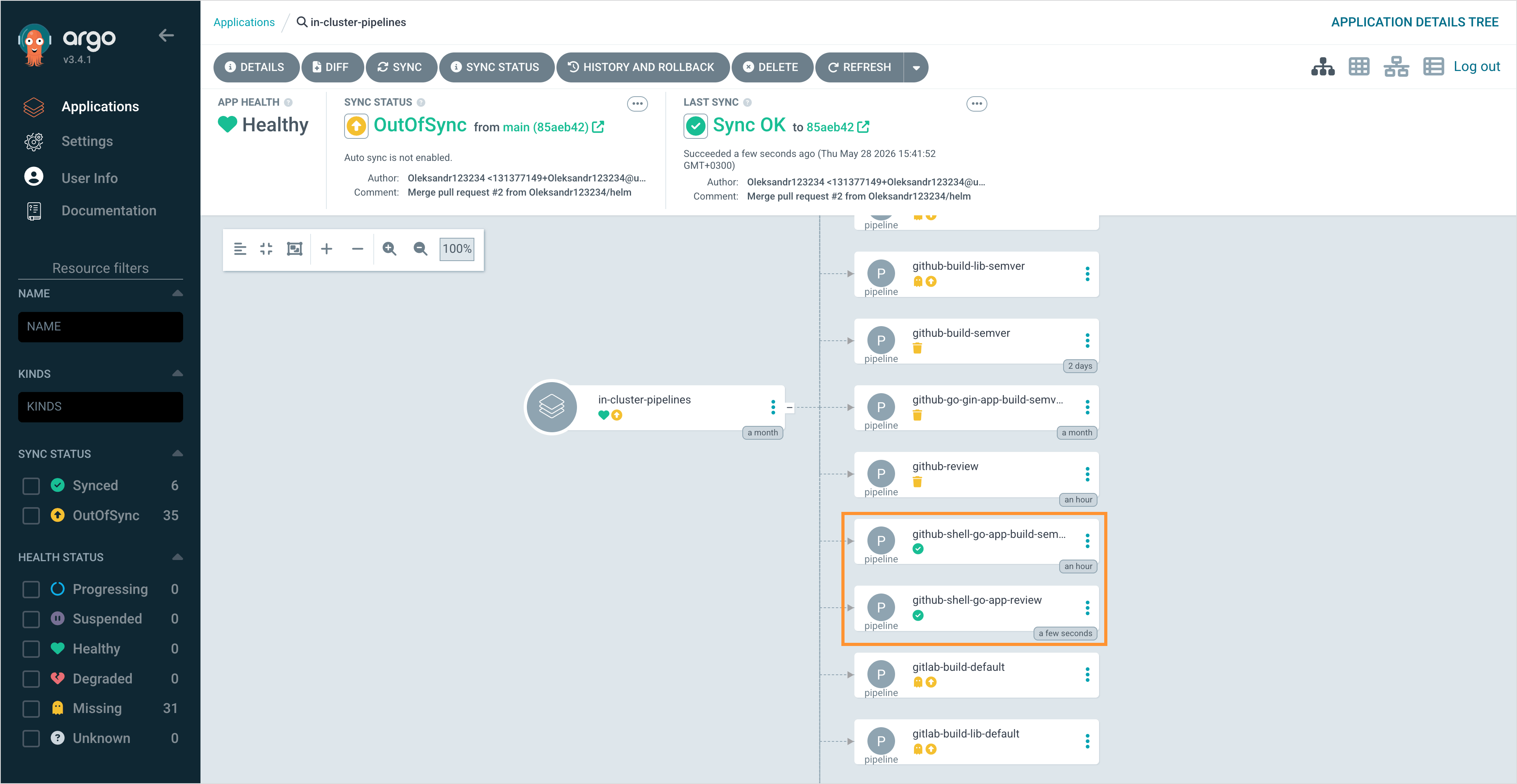 Synced pipelines Synced pipelines