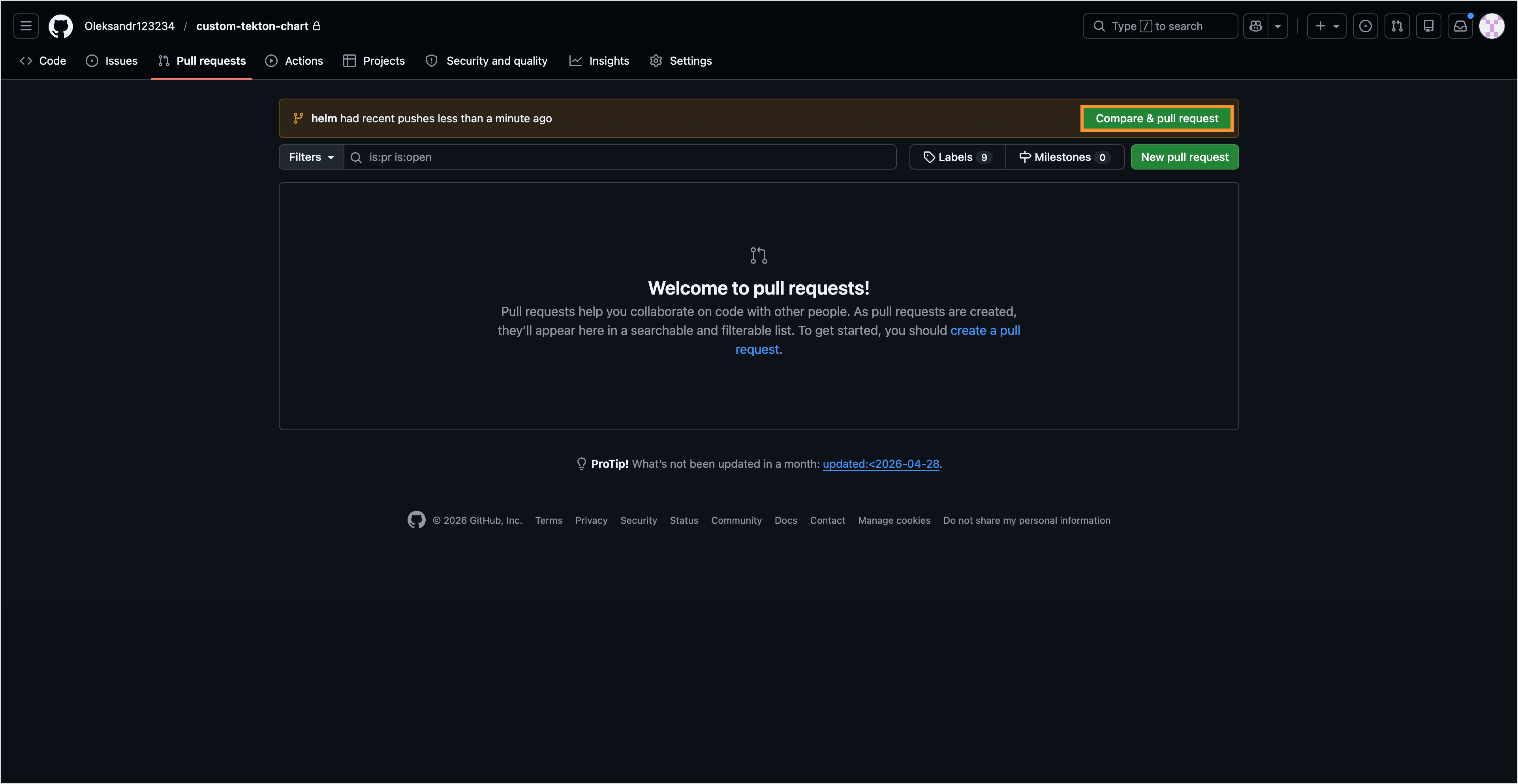Create pull request Create pull request