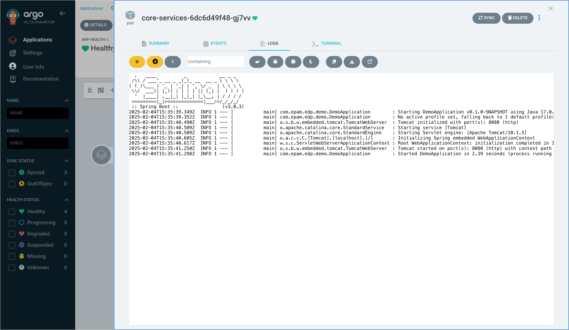 Application logs in Argo CD Application logs in Argo CD